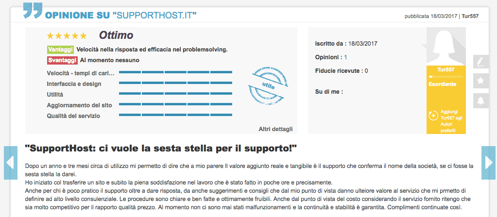 Tur557 Opinioni Supporthost Ciao.it