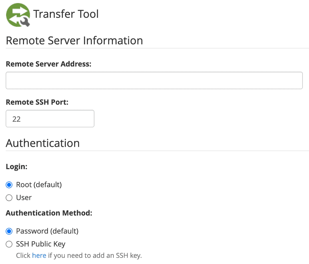 Trasferire Sito WordPress Transfer Tool Access