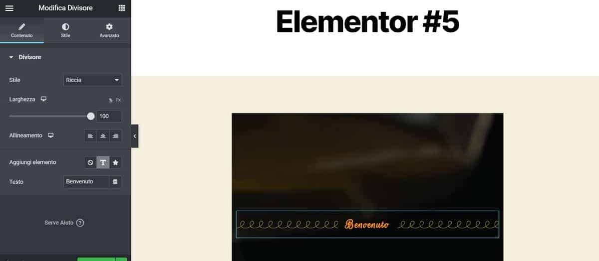 Elementor Widget Divisore