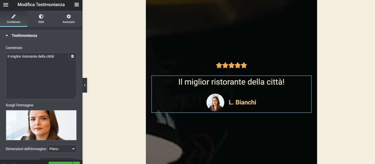 Elementor Widget Testimonianze E Valutazioni