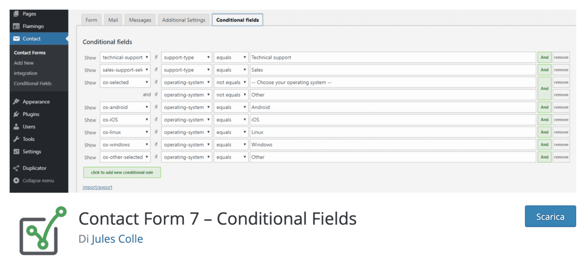 Contact Form 7 Conditional Fields