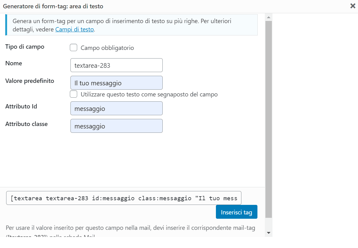 Contact Form Area Di Testo