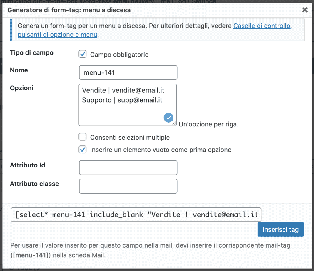 Contact Form Campo Select