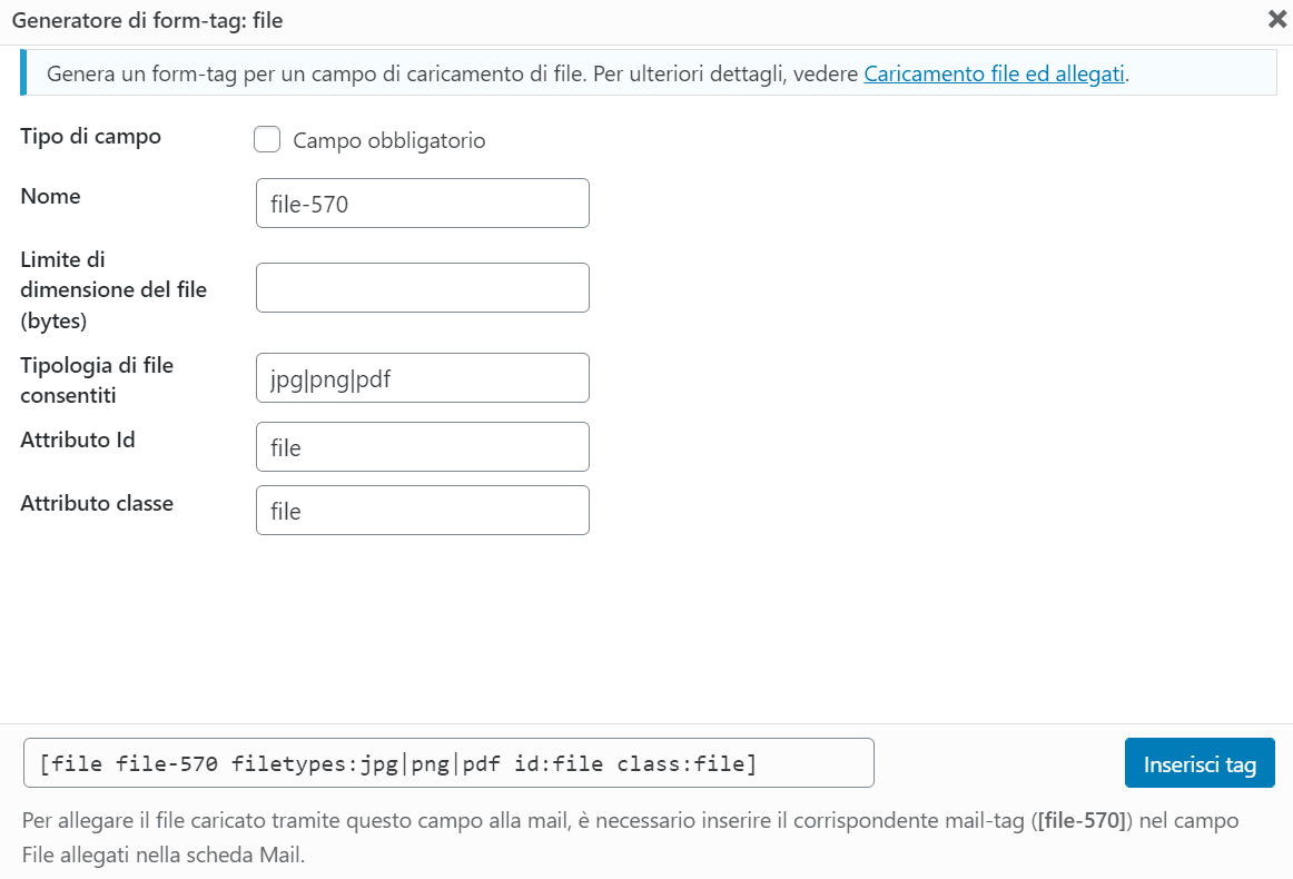 Contact Form File Allegati