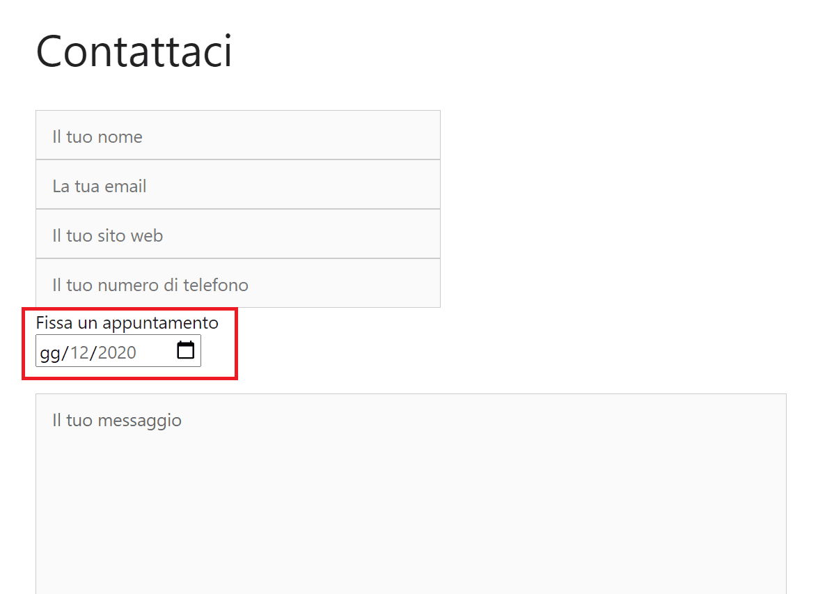 Data Con Etichetta Contact Form 7