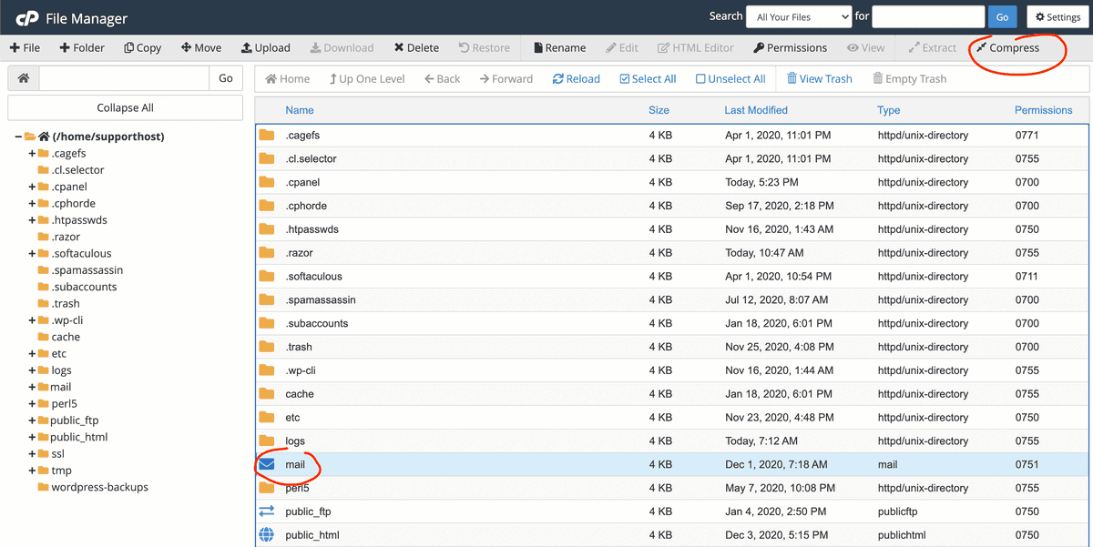 Trasferire Email Cpanel Filemanager