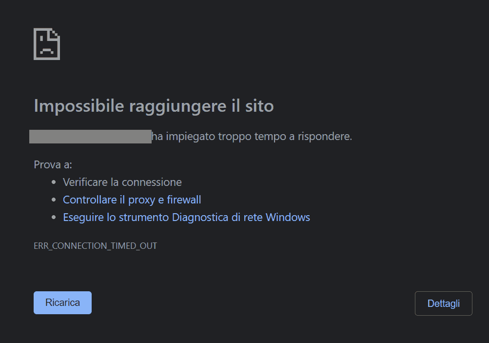 Impossibile Raggiungere Il Sito Ha Impiegato Troppo Tempo A Rispondere