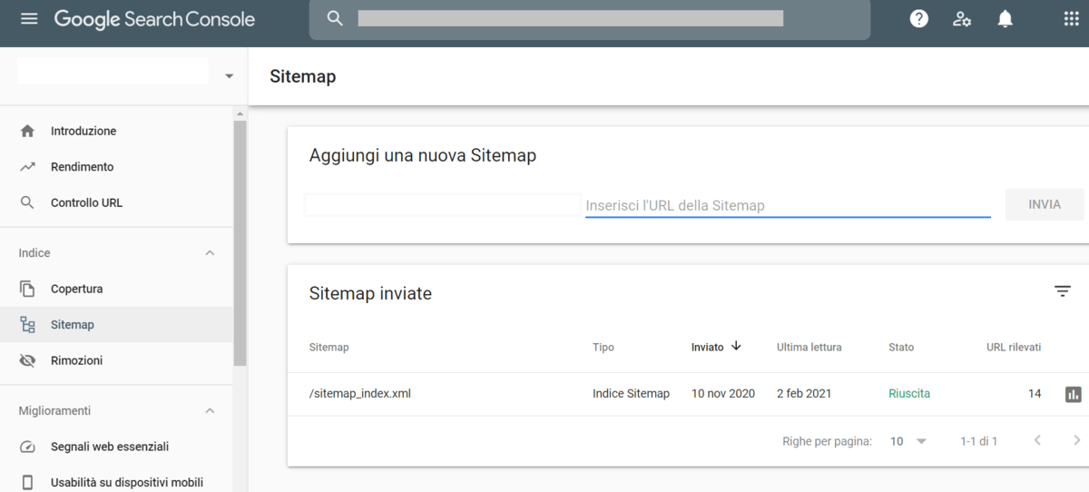 Inviare Sitemap Search Console