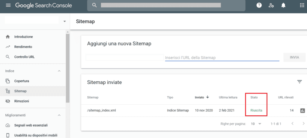 Verificare Invio Sitemap Search Console