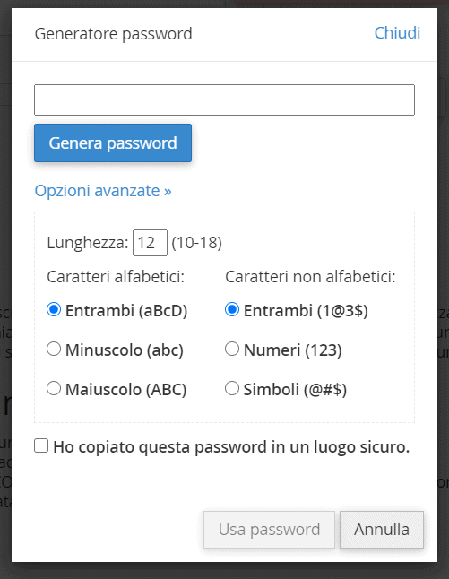 Generatore Password Cpanel
