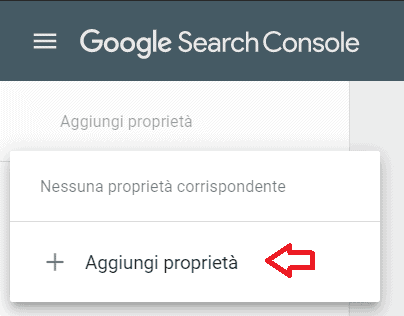 Aggiungi Proprieta Google Search Console