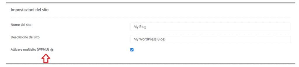 Attivare WordPress Multisite Nuova Installazione Softaculous