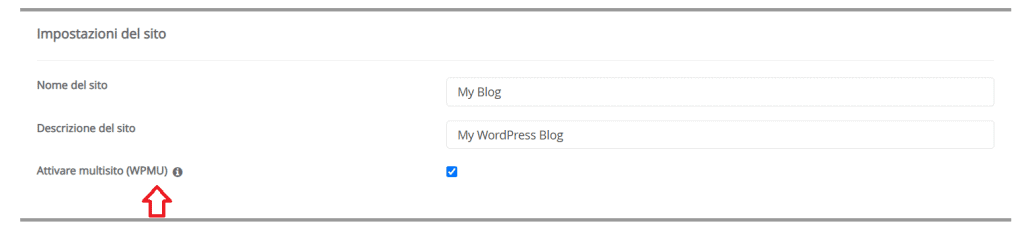 Attivare WordPress Multisite Nuova Installazione Softaculous