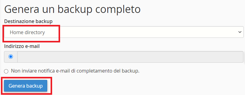Genera Backup Completo