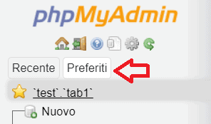 Preferiti Phpmyadmin