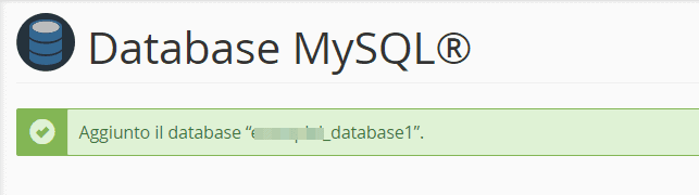 Creazione Database Completata