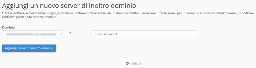 Aggiungi Un Nuovo Server Di Inoltro Email A Dominio