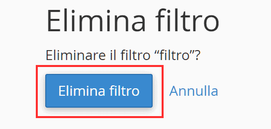 Conferma Eliminazione Del Filtro Email