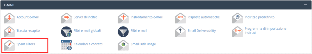 Cpanel Seleziona Spam Filters