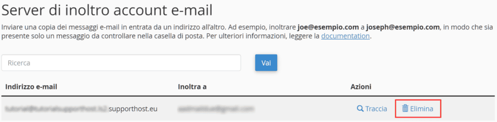 Eliminazione Del Server Di Inoltro Email