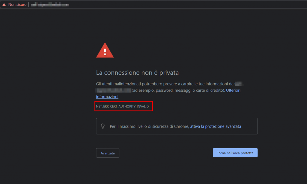 Err Cert Authority Invalid Chrome Certificato Autofirmato