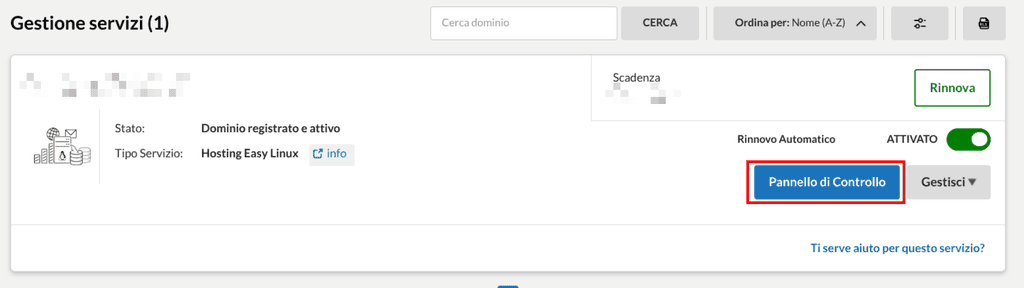 Gestione Servizio Pannello Di Controllo