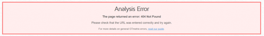 Gtmetrix Errore 404