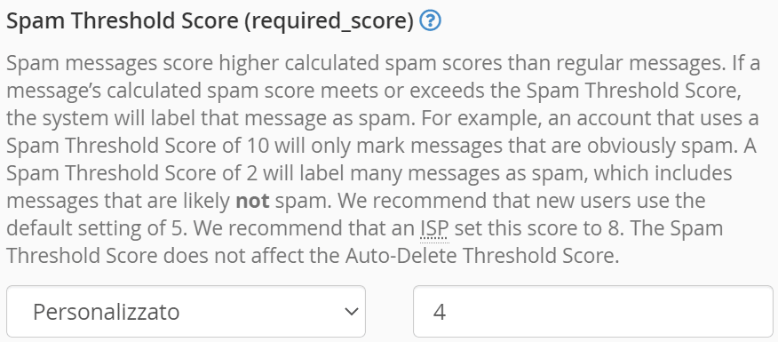 Modifica Spam Score