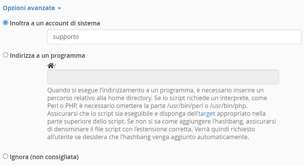 Opzioni Avanzate Di Inoltro Email