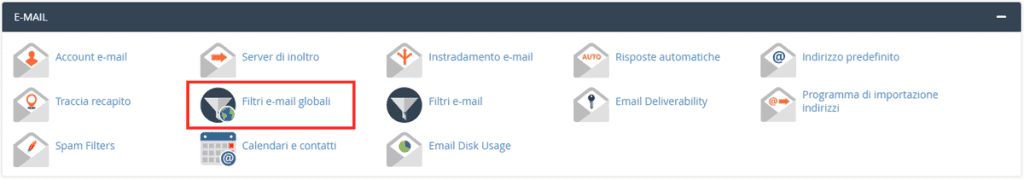 Seleziona Filtri Email Globali