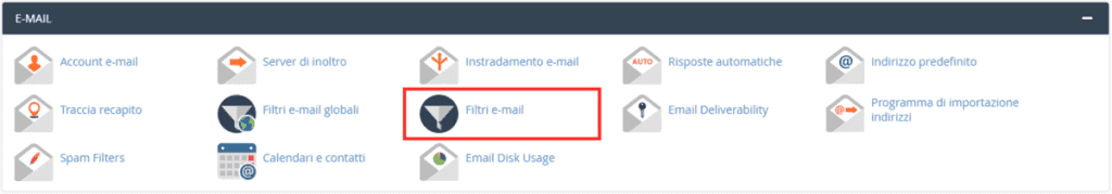 Seleziona Il Menu Filtri Email