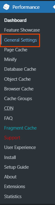 General Settings W3 Total Cache