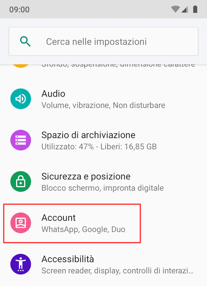 Impostazioni Account Su Android