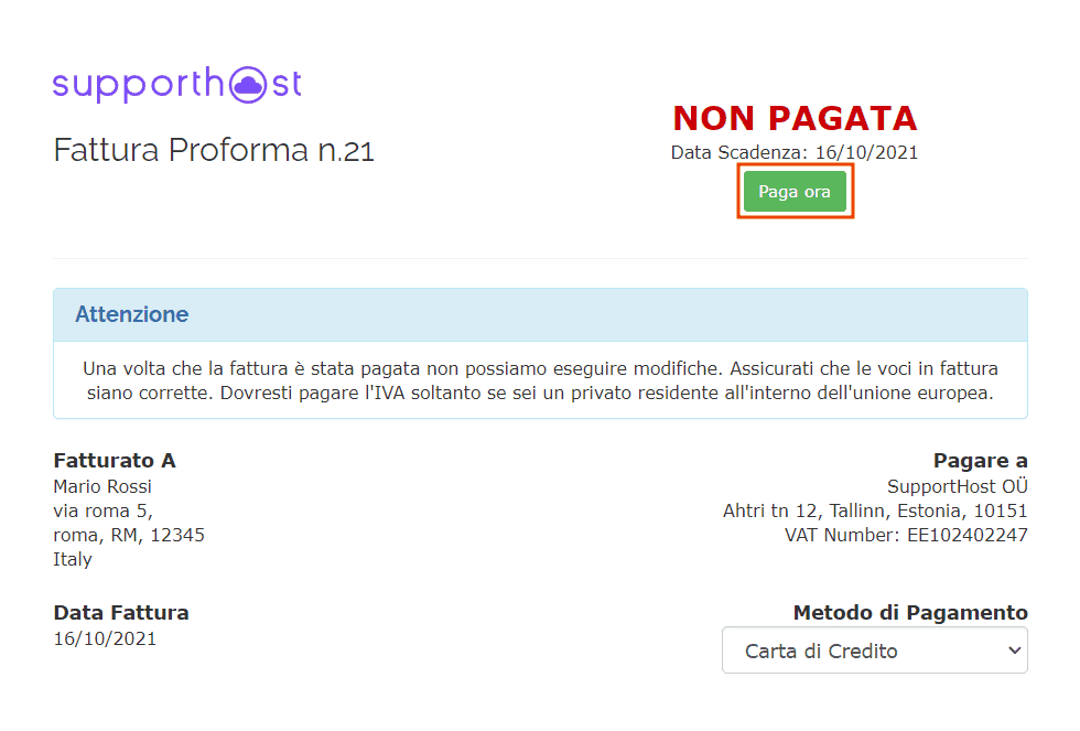 Paga Ora Carta Di Credito