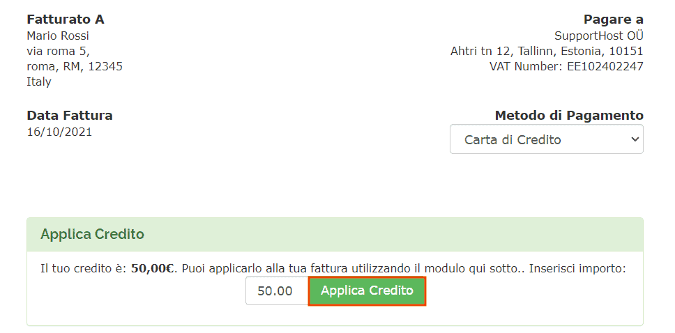 Pagare Una Fattura Applica Credito