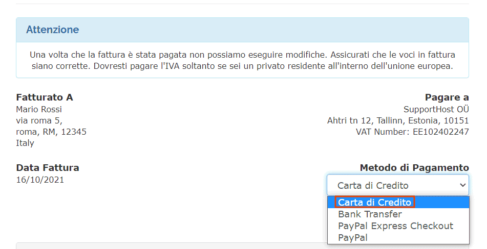 Pagare Una Fattura Carta Di Credito