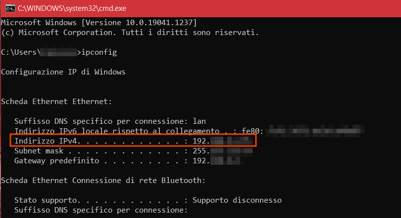 Ipconfig Windows Indirizzo Ip