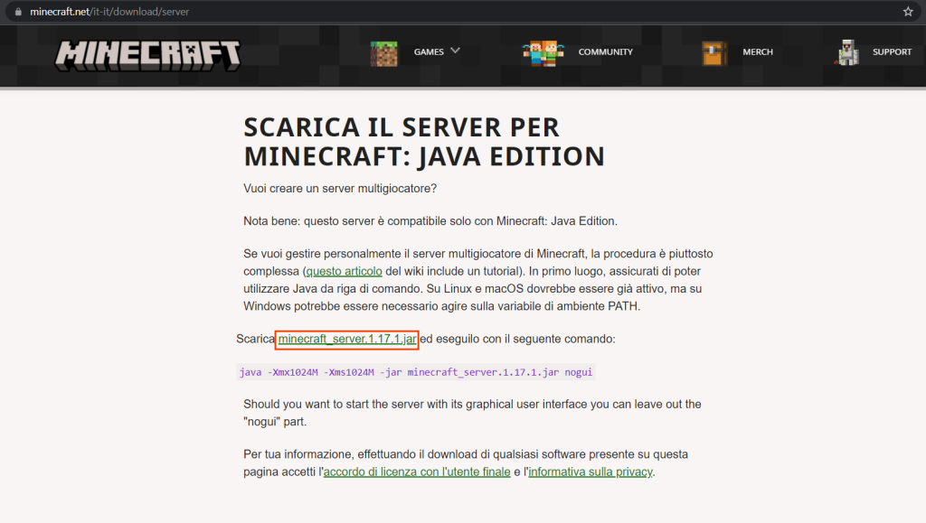 Scaricare Server Minecraft