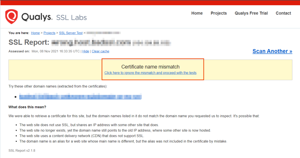 Ssl Labs Certificate Name Mismatch