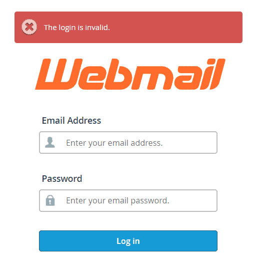 Webmail Login Invalid