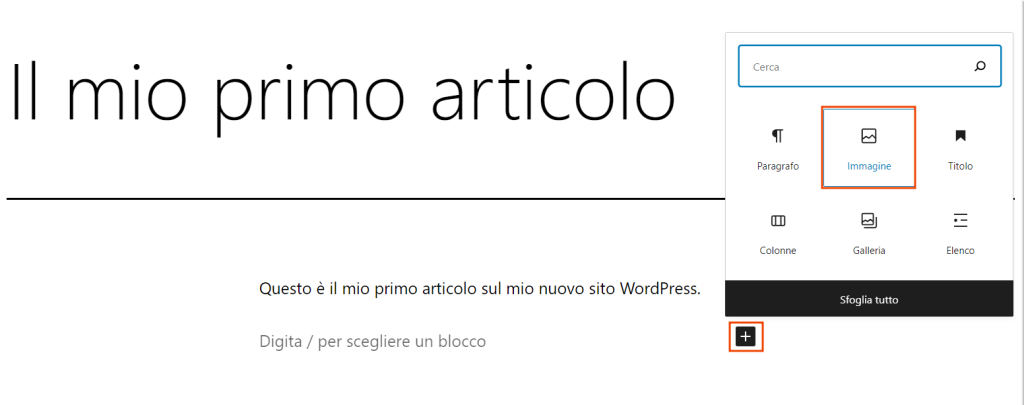 Wordpress Inserire Nuovo Blocco