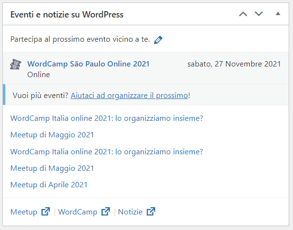 Wordpress Widget Eventi E Notizie