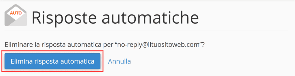 Conferma Eliminazione Della Risposta Automatica