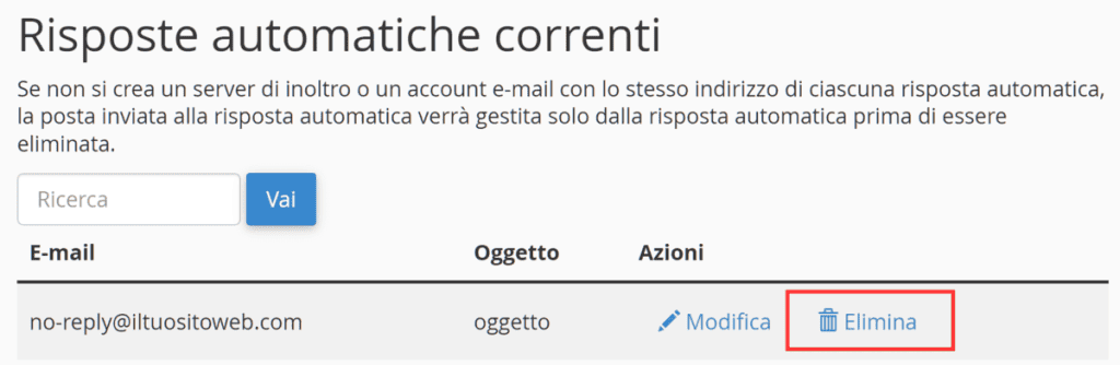 Eliminare Una Risposta Automatica