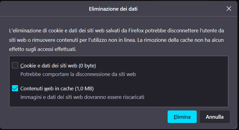 Firefox Eliminazione Dei Dati