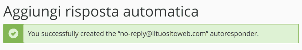 Risposta Automatica Creata Correttamente