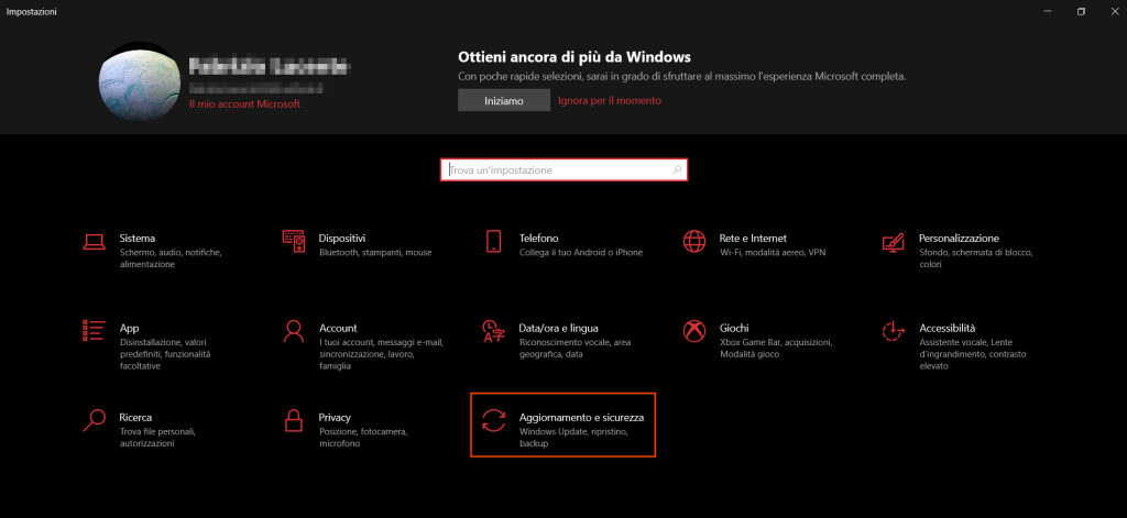 Windows Impostazioni Aggiornamento E Sicurezza