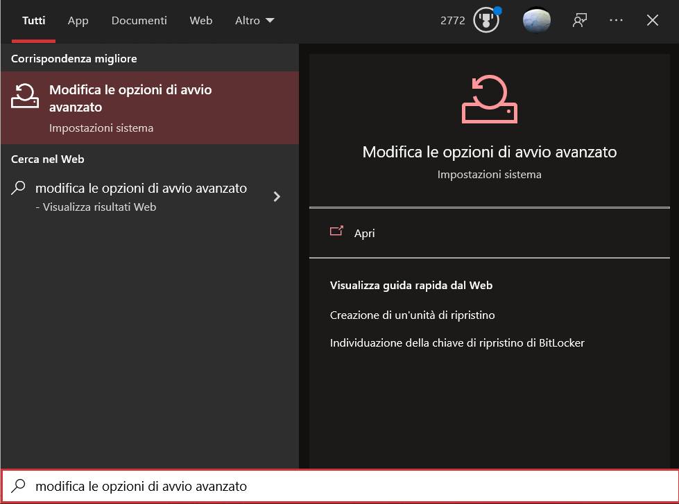 Windows Modifica Le Opzioni Di Avvio Avanzato