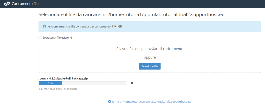 Caricare File Joomla File Manager