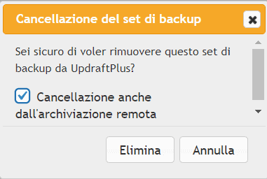 Eliminare Backup Remoto Updraftplus